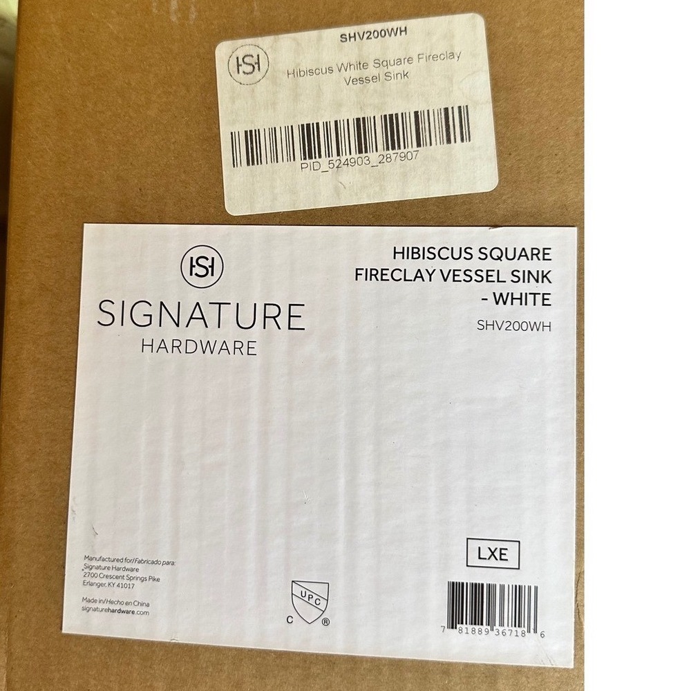 Signature Hardware Hibiscus White Square Fireclay Vessel Bathroom Sink NIB - Picture 7 of 8